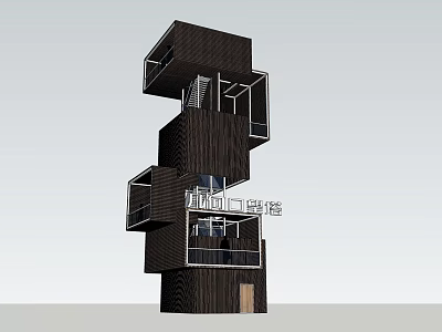 Innovative Stacked Modular Road Facilities Building With Dark Exterior And Multiple Balconies 3d model