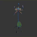 Colorful Artistic Plant With Long Stem Green Leaf And Root Like Base