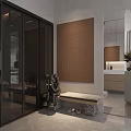 Modern Bathroom Interior Design With Glass Shower Wooden Vanity And Natural Light