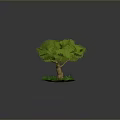 Two Lush Green Trees With Brown Trunks On Green Grass Base