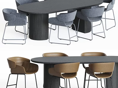 Elegant Modern Dining Table Set With Comfortable Chairs And Stylish Design 3d model
