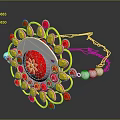 Colorful Decorative Headpiece With Yellow Red White Beads And Floral Center Design
