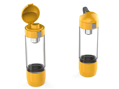 Modern Yellow Transparent Container With Open And Closed Lid Design 3d model