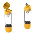 Modern Yellow Transparent Container With Open And Closed Lid Design
