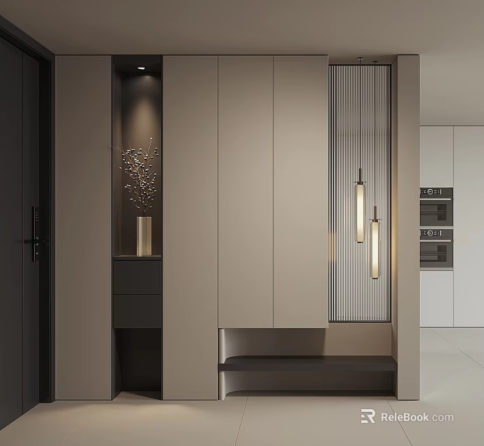 Modern Light Gray Shoe Cabinet With Storage Bench And Minimalist Design 3d model 