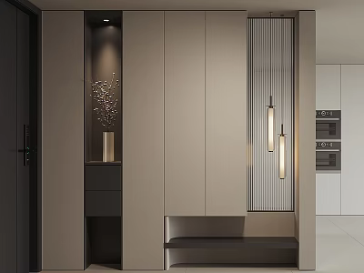 Modern Light Gray Shoe Cabinet With Storage Bench And Minimalist Design 3d model