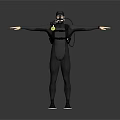 Game Movie Character In Black Diving Suit With Scuba Mask Oxygen Tank And Outstretched Arms 3d model