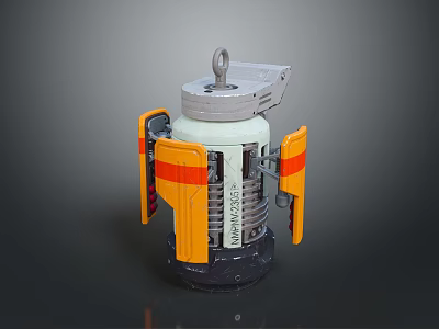 Military Explosive Weapon With White Body Yellow Orange Handles MK23 MOD 0 Marking Black Base 3d model