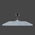Silver Metallic Dolphin Sculpture in Leaping Pose With Transparent Base and Gradient Background 3d model