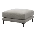 Modern Light Gray Textured Fabric Upholstered Square Stool With Sleek Black Metal Legs For Living Room