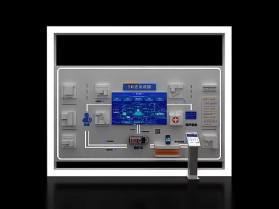 Medical Emergency Display Island With Digital Screen Interface Equipment Control Panel And Standing Device 3d model