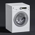 White Front Load Washing Machine With Digital Display And Control Panel Washing Clothes 3d model
