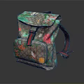 Iconic Pattern Floral Print Fashion Backpack Brown Base Green Red Straps Flap Design