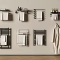 Stylish Modern Bathroom Accessories With Wall Mounted Towel Racks Shelves And Bathrobe