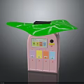 Pink Kids Storage Cabinet With Leaf Shaped Top Colorful Buttons And Coin Slot