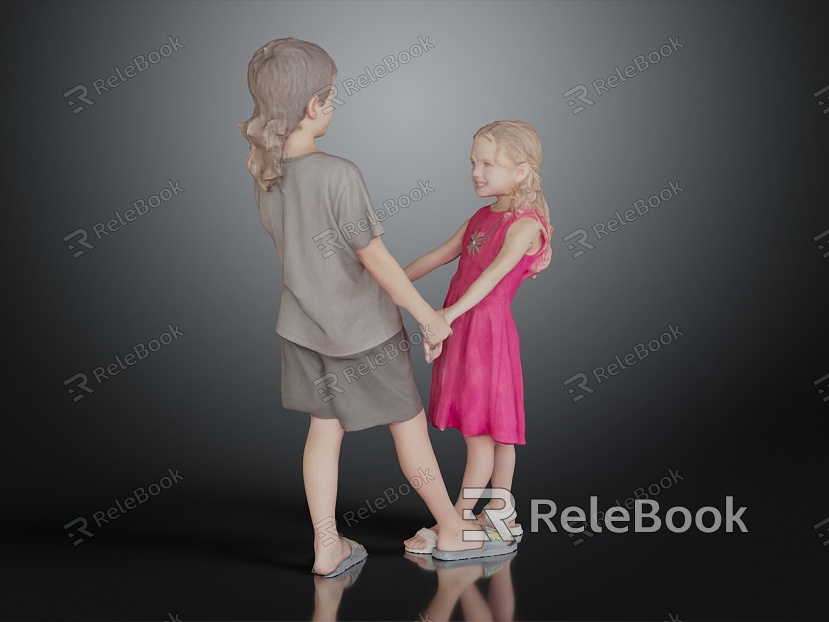 Modern double brother and sister children model