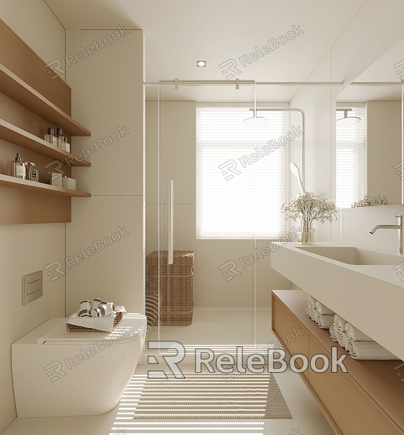 Modern Toilet Bathroom Toilet WC Public Toilet Bathroom Shower Room Toilet Washbasin Shower Partition Shower Room model