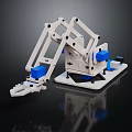Building Blocks Mechanical Arm Construction With White Blue Joints And Stable Base Design 3d model
