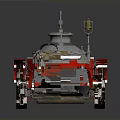 Red Vintage Steam Car Model With Classic Wheels And Steam Apparatus