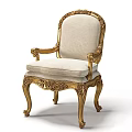 Classic Single Sofa With Gold Carved Frame Light Cushion And Armrest Details