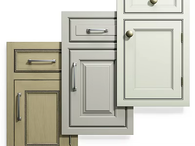 Various Styles Of Cabinet Doors With Different Colors And Handle Designs 3d model
