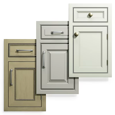 Various Styles Of Cabinet Doors With Different Colors And Handle Designs 3d model