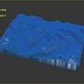 3D Landscape Design Model With Mountains Green Vegetation And Lakes 3d model