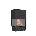 Modern Fireplace Design With Black Exterior Glass Front And Burning Flames