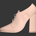 Fashionable Pink High Heel Shoes With Lace Up Design And Pointed Toe Wooden Heels