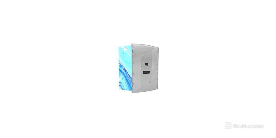 Sleek White Desktop Computer Tower With Stylish Blue Pattern And Dual USB Ports Design 3d model 