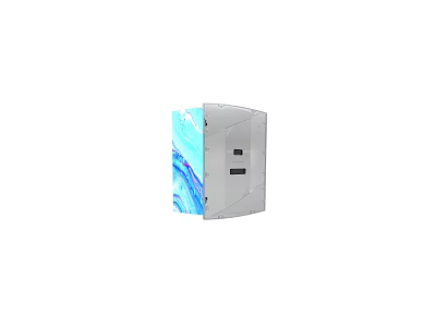 Sleek White Desktop Computer Tower With Stylish Blue Pattern And Dual USB Ports Design 3d model