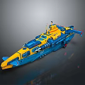 Futuristic Blue And Yellow Ship With Modern Deck Structure And Equipment