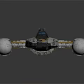 Detailed Sci Fi Spaceship Model With Yellow White Body Blue Cockpit And Wings