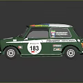 Green And White Vintage Race Car With Number 163 And Decorative Stickers