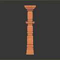Orange Carved Decorative Pillar With Intricate Ornamental Design Details