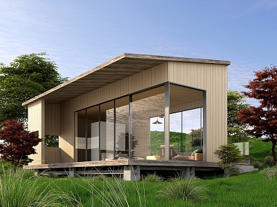 Modern Wooden House Holiday Home 3d model