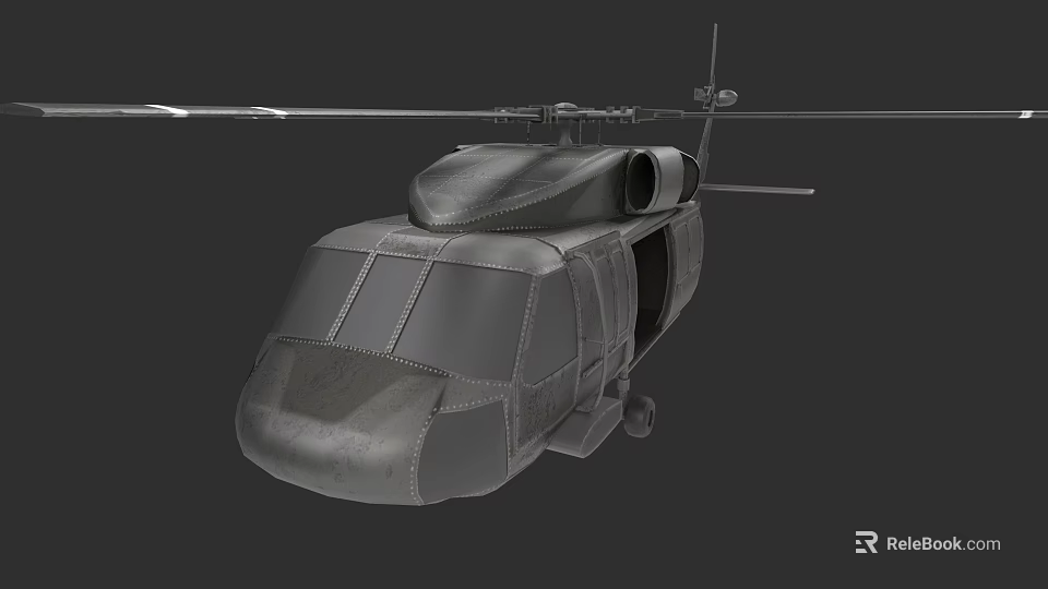 Detailed 3D Model Military Helicopter With Metallic Fuselage And Rotor Blades 3d model 