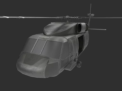Detailed 3D Model Military Helicopter With Metallic Fuselage And Rotor Blades 3d model