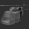 Detailed 3D Model Military Helicopter With Metallic Fuselage And Rotor Blades