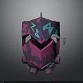 3D Designed Modern Tech Equipment With Pink Blue Geometric Patterns And Angular Structure