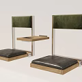 Modern Public Chair With Green Upholstered Backrest Black Padded Seat Metal Frame Wooden Base