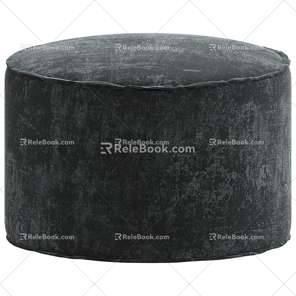 Brick Modern Grey Fabric Stool 3d model