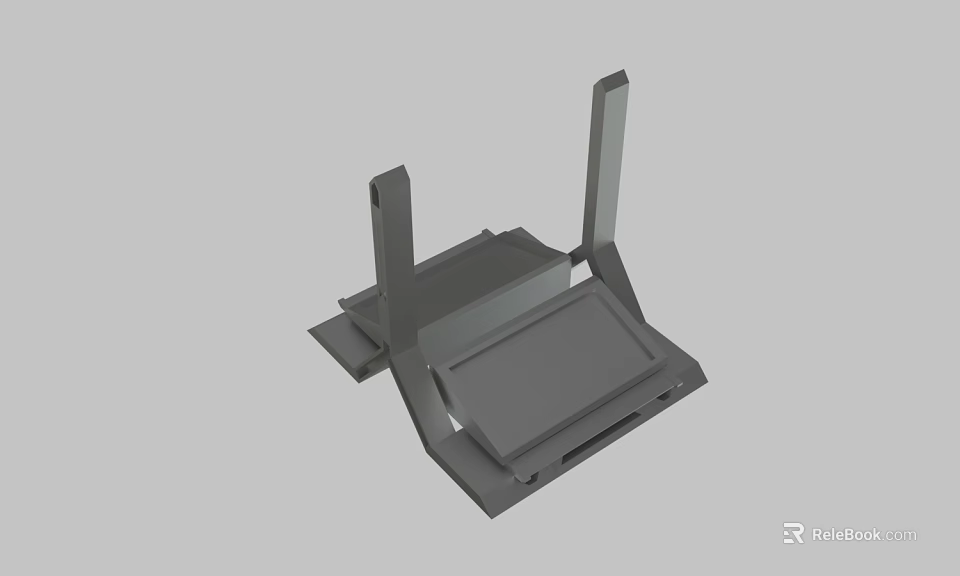 Grey 3D Model Electronic Device Stand With Vertical Pillars And Platform 3d model 