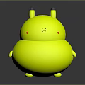 Cute Yellow Chubby Round Game Character With Black Ears Red Cheek Dots And Smiling Face