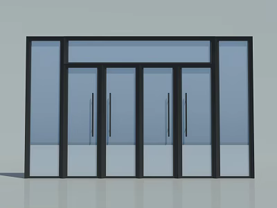 Modern Glass Entrance Door With Black Frame And Clear Panels Design 3d model