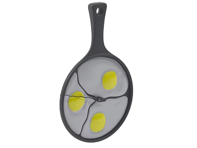 Modern Circular Wall Clock with Black Frame Yellow Accents and Unique Crack Design 3d model