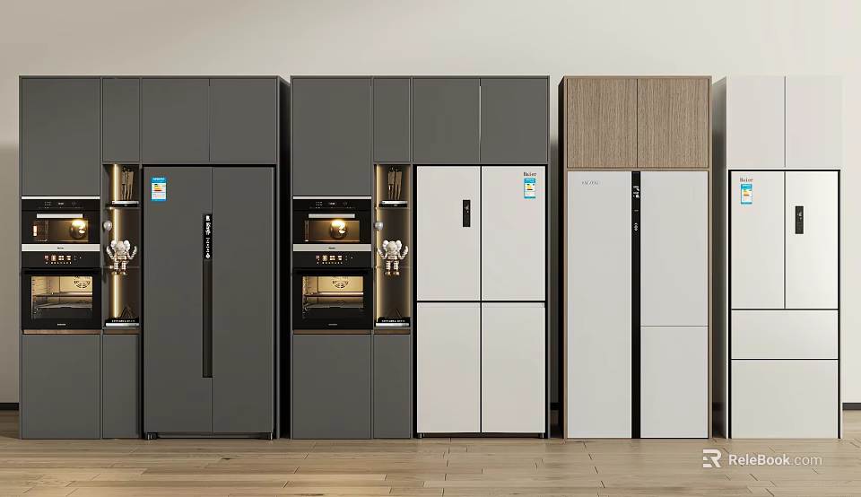 Modern Refrigerator Collection With Multiple Styles And Color Options For Kitchen Spaces 3d model 