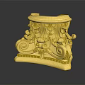 European-style stigma carved column gold column bottom 3d model