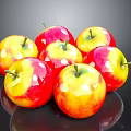 Shiny Red And Yellow Apples In A Pile On Black Surface