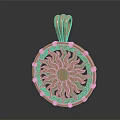 Exquisite Gold Pendant Circular Sculpture With Sun Pattern And Intricate Carvings